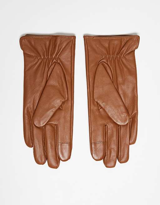 Barneys Originals Real Leather Gloves In Tan