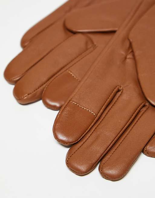 Barneys Originals Real Leather Gloves In Tan