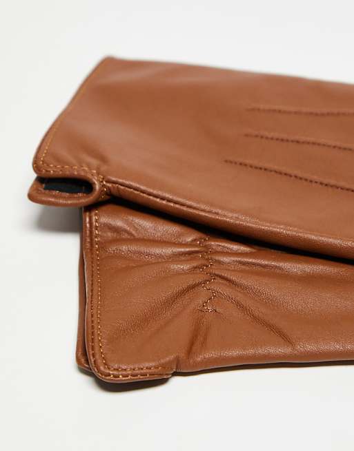 Barneys Originals Real Leather Gloves In Tan