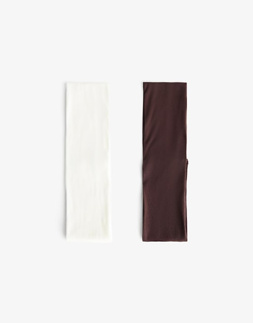 Bershka 2-pack of headbands in brown
