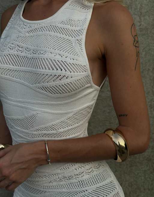Bershka 2-pack Of Wide Bracelets In Gold