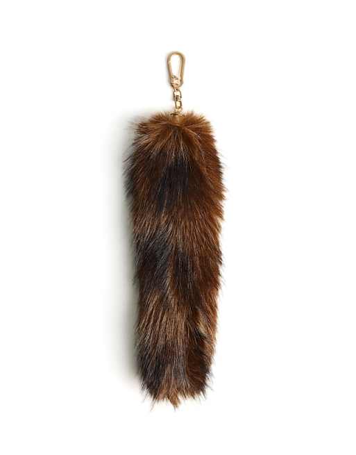 Bershka Faux fur keyring in brown