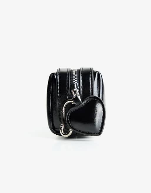 Bershka Faux leather pencil case in black