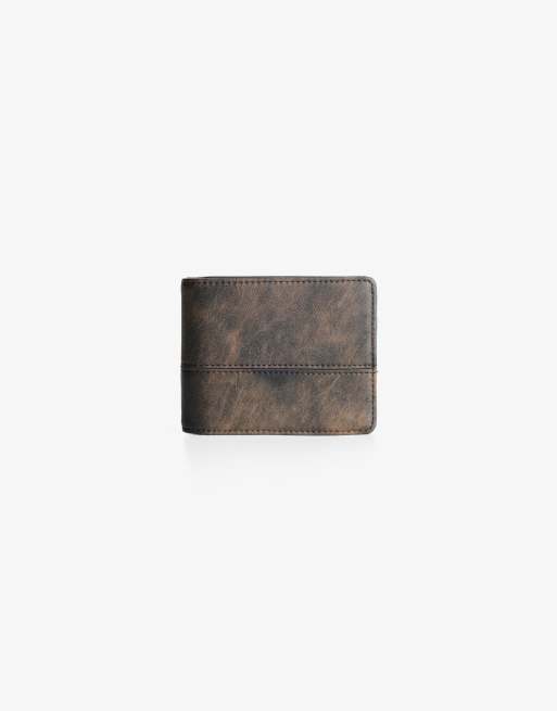Bershka Faux Leather Wallet In Brown