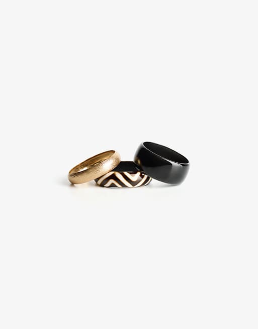 Bershka Pack of 3 resin-effect bracelets in black