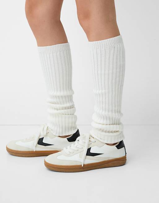 Bershka Ribbed leg warmers in ecru