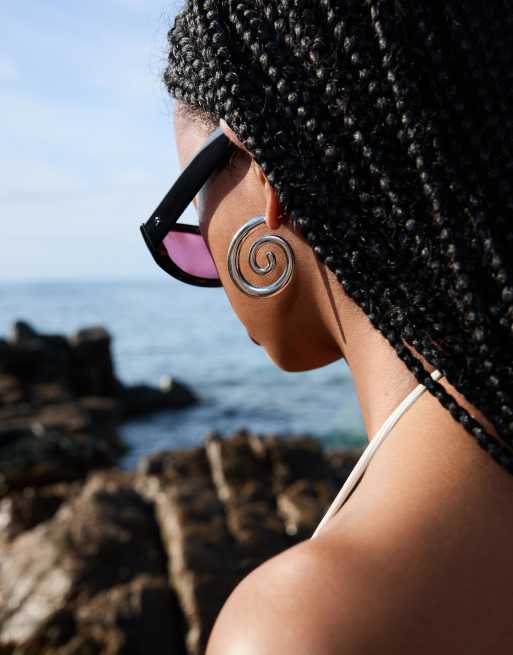 Bershka Spiral Earrings In Silver