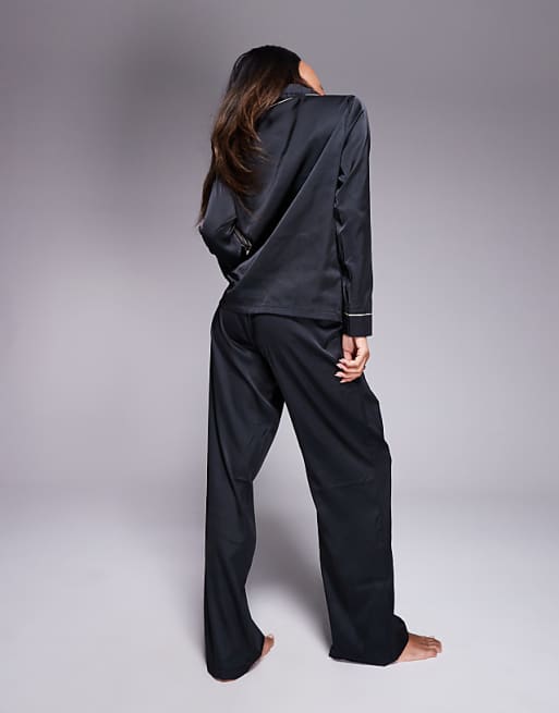 Bluebella Claudia Satin Pyjamas Set In Black