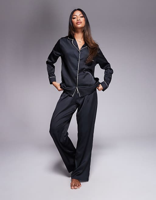 Bluebella Claudia Satin Pyjamas set in black