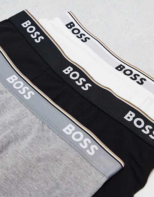 BOSS Bodywear 3 Pack Of Trunks In White/grey/black