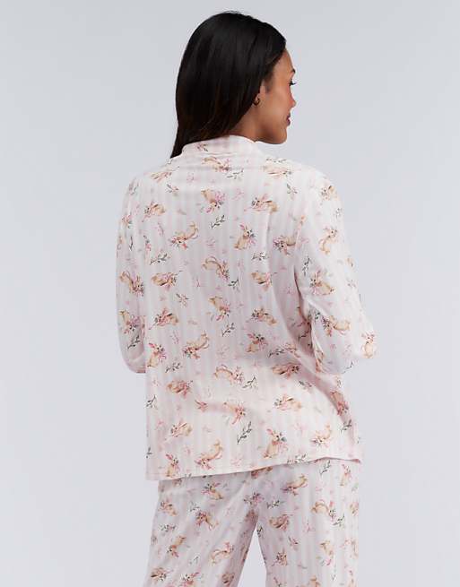 Boux Avenue Bunnies Top And Bottoms Pyjama Set With Matching Bag In Powder Pink