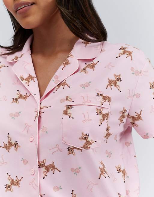 Boux Avenue Deer Print Pyjama Shorties In A Bag Nightwear Set In Pink Mix