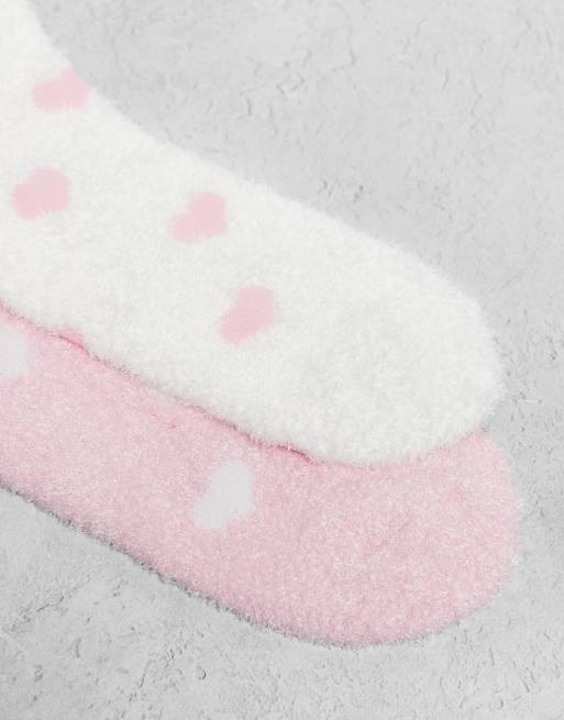 Boux Avenue Heart Cosy 2pck Ankle Sock In Pink