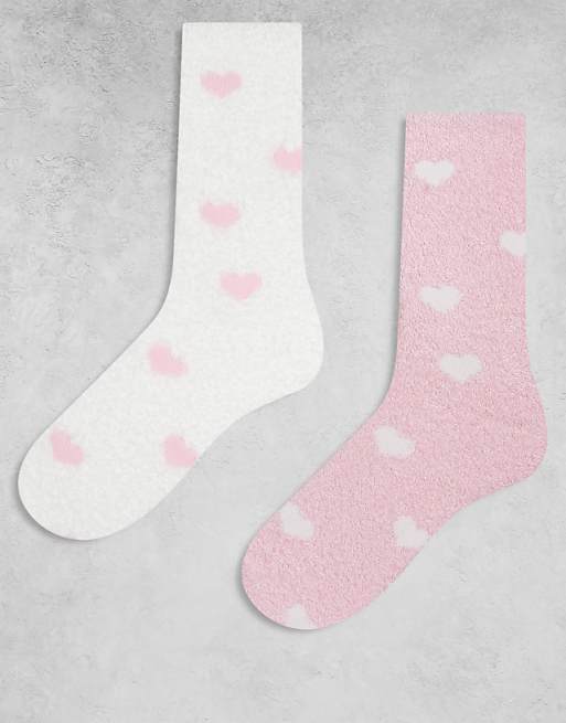 Boux Avenue heart cosy 2pck ankle sock in pink