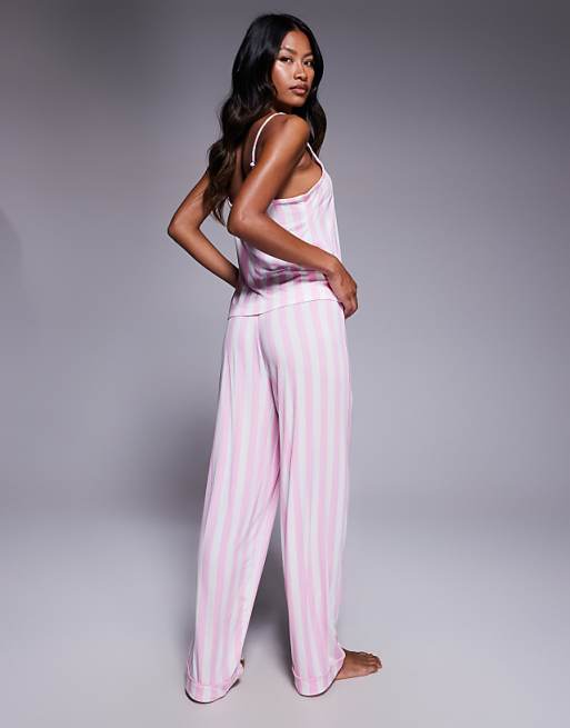 Boux Avenue Stripe Modal Cami Top And Trousers Pyjama Set In Pink Mix