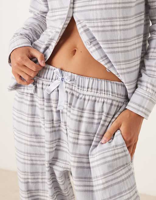 Brave Soul Cotton Long Sleeve Shirt Pyjama Set In Blue