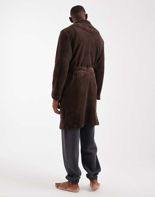 Brave Soul Fluffy Dressing Gown In Brown