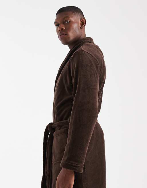 Brave Soul Fluffy Dressing Gown In Brown