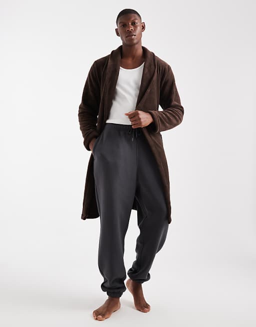 Brave Soul fluffy dressing gown in brown