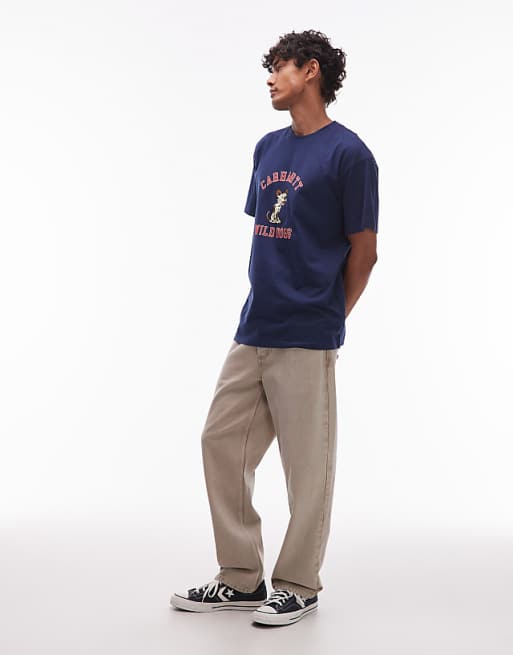 Cahrartt WIP Wild Dog Loose Fit T-shirt In Navy