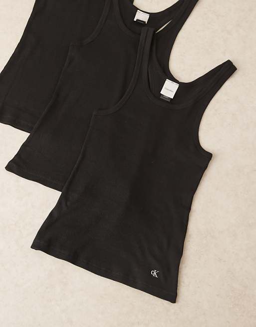 Calvin Klein 3 Pack Scoop Neck Vest Top In Black