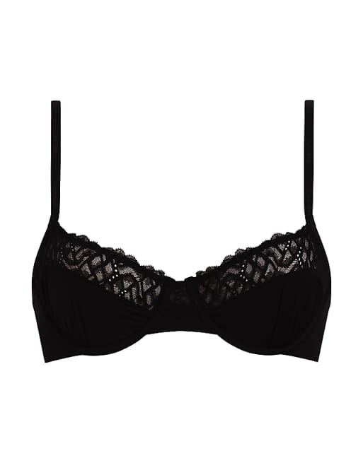 Calvin Klein Attraction Lace Detail Demi Underwire Bra In Black