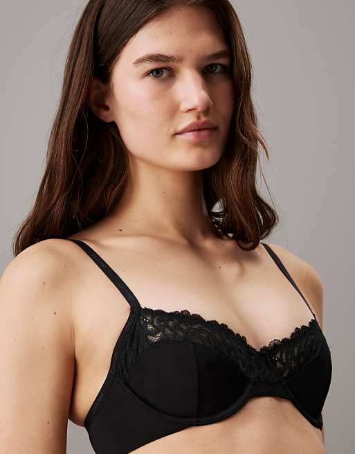 Calvin Klein Attraction Lace Detail Demi Underwire Bra In Black
