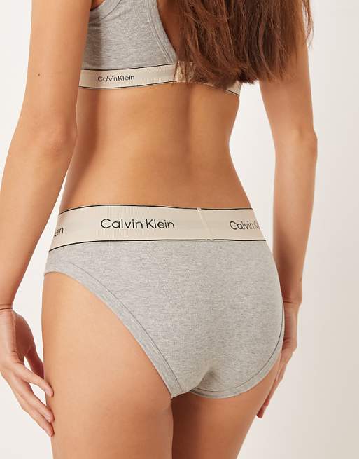 Calvin Klein Heritage Cotton Bikini Brief In Grey Heather