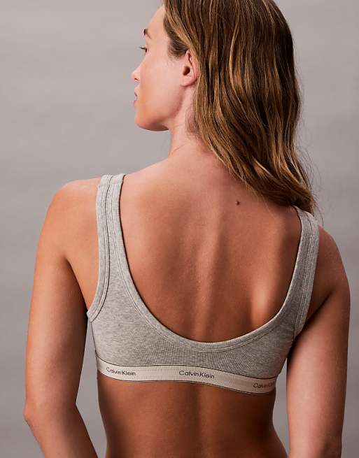 Calvin Klein Heritage Cotton Bralette In Grey Heather
