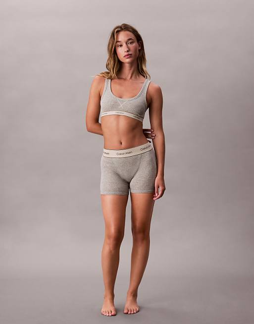 Calvin Klein Heritage Cotton Bralette In Grey Heather