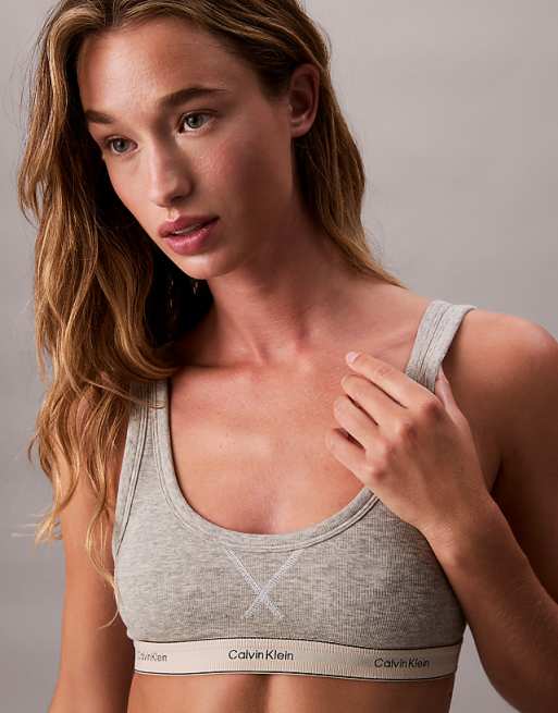 Calvin Klein Heritage Cotton bralette in grey heather