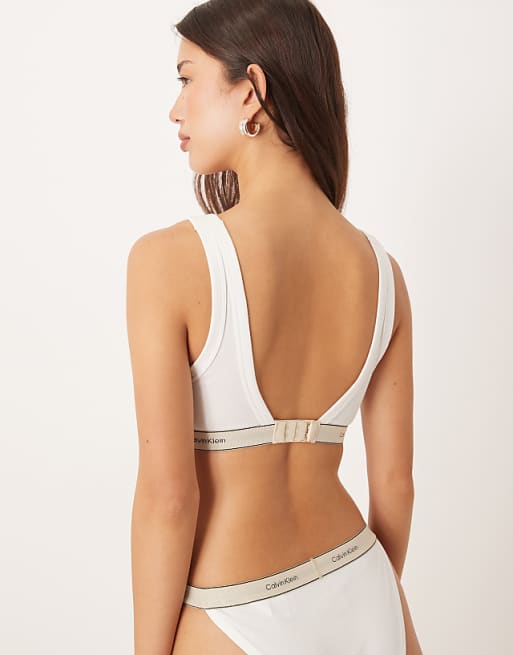 Calvin Klein Heritage Cotton Lightly Lined Triangle Bra In Bright White