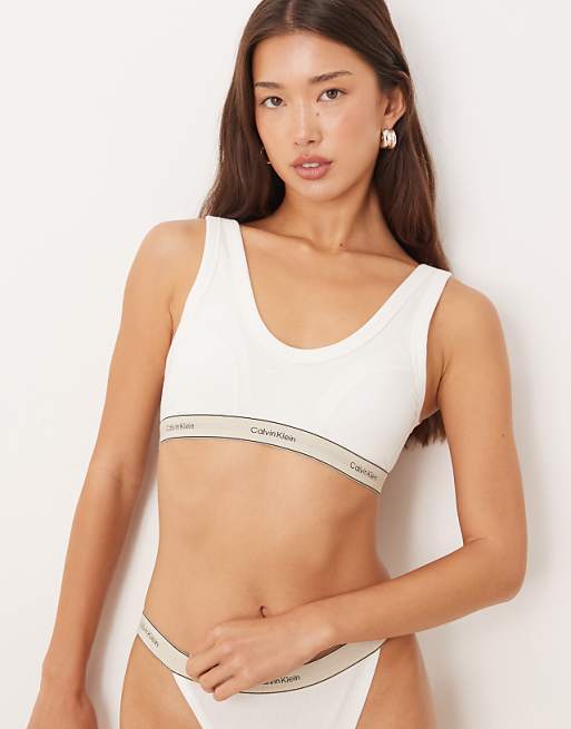 Calvin Klein Heritage Cotton lightly lined triangle bra in bright white