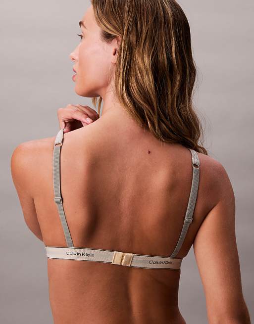 Calvin Klein Heritage Cotton Unlined Triangle Bra In Grey Heather