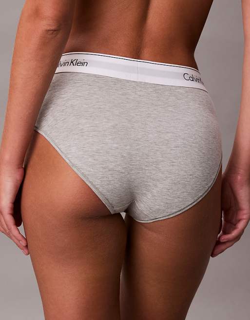 Calvin Klein Icon Cotton Modal High Waist Bikini Briefs In Grey