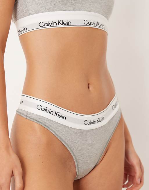 Calvin Klein Icon Cotton Modal Thong In Grey