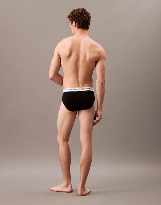 Calvin Klein Icon Cotton Stretch 3 Pack Hip Briefs In Black