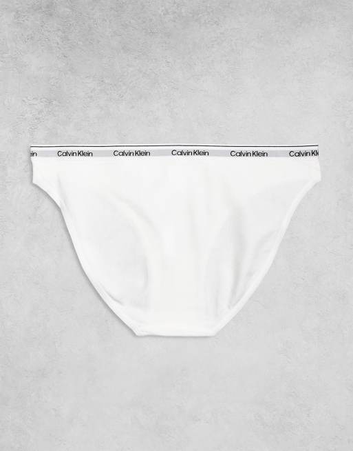 Calvin Klein Icon Logo 3 Pack Bikini Briefs In Black/white/blue
