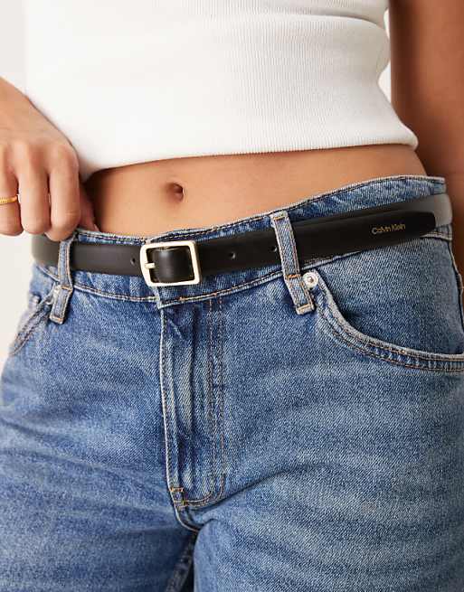 Calvin Klein Jeans classic square buckle belt in black