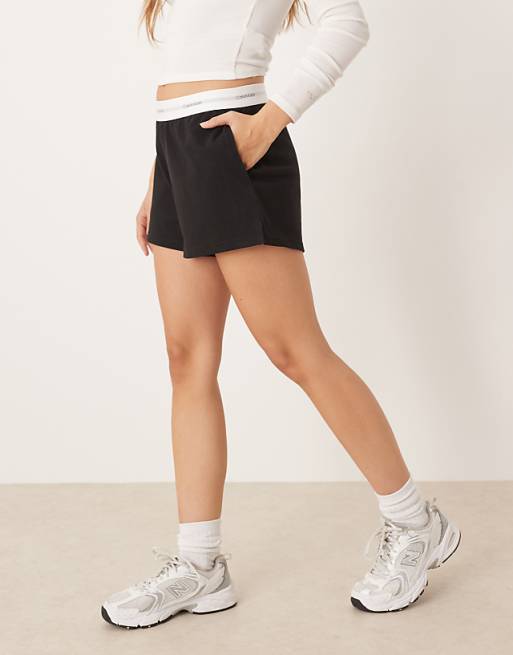 Calvin Klein Jersey Shorts With Waistband In Black