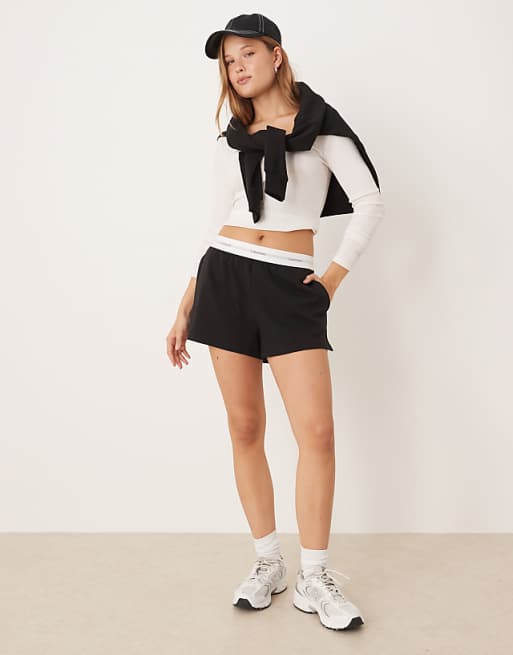Calvin Klein jersey shorts with waistband in black