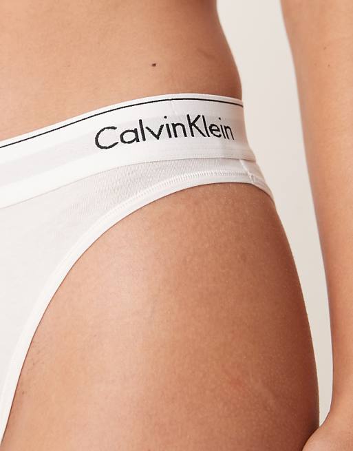 Calvin Klein Modern Cotton High Leg Tanga In White