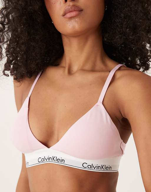 Calvin Klein Modern Cotton Lightly Lined Triangle Bralette In Pink