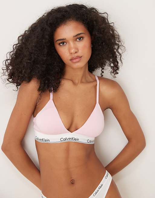 Calvin Klein Modern Cotton lightly lined triangle bralette in pink