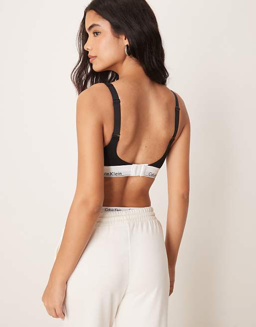 Calvin Klein Modern Cotton Plunge Lift Bralette In Black