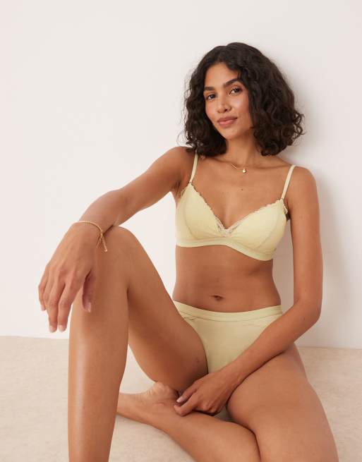 Calvin Klein Modern Lace Lingerie Set In Soft Yellow