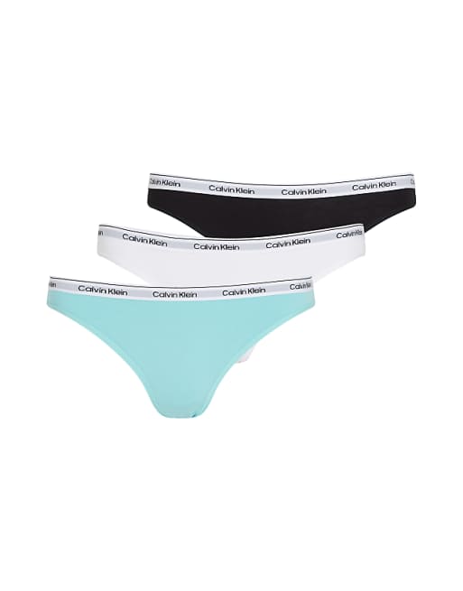 Calvin Klein Modern Logo 3 pack bikini briefs in black/white/blue