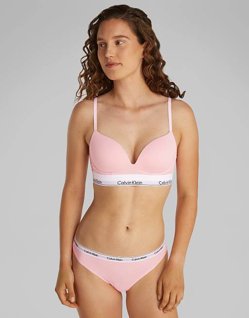 Calvin Klein Modern Logo 3 Pack Bikini Briefs In Green/pink/grey