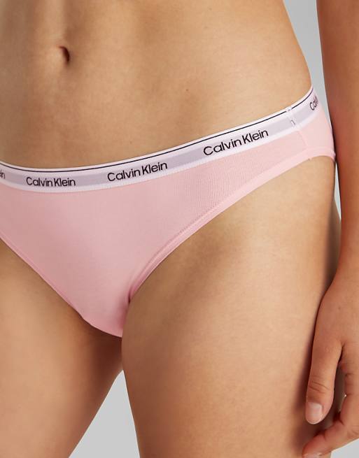 Calvin Klein Modern Logo 3 Pack Bikini Briefs In Green/pink/grey