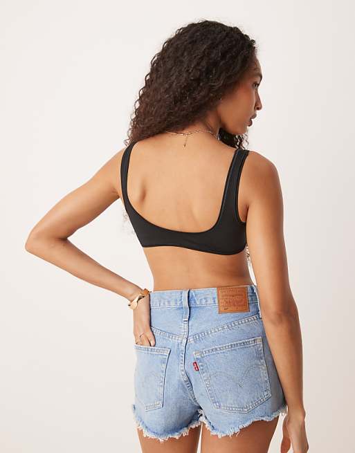 Calvin Klein Patch Logo Bikini Bralette In Black